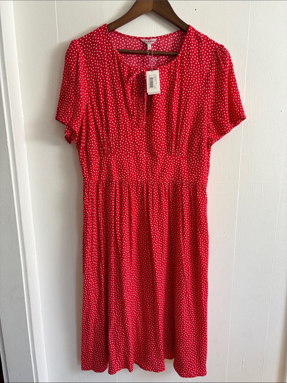 NWT Cath Kidston Red and White Polka Dot Women’s Dress midi Length